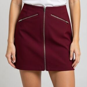 Charlotte Russe Pencil Zipper Skirt Mini Burgundy Womens Size Medium